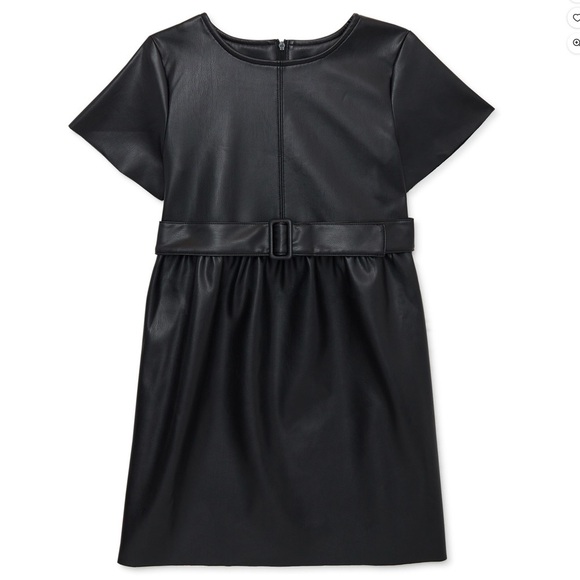 Faux Leather Girls Dress Special Occasion Black Size 14/16 X Large - Picture 1 of 16